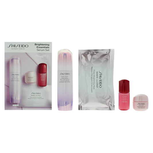 Set Shiseido: Brightening Essentials, Pigment-Correcting, Serum, For Face, 50 ml + Brightening Essentials, Hydrating, Serum, For Face, 10 ml *Miniature + Brightening Essentials, Hydrating, Gel Cream, For Face & Neck, 15 ml + Brightening Essentials, Hydrat
