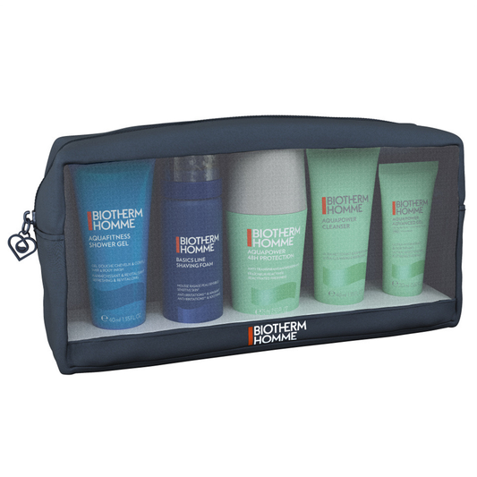 Set Biotherm: Homme, Shaving Foam, 50 ml + Aquapower, Eliminates Impurities, Cleansing Gel, For Face, 40 ml + Aquafitness, Shower Gel, 40 ml + Aquapower, Cooling, Fresh, Deodorant Roll-On, For Men, 75 ml + Aquapower, Moisturising, Mornings, Gel, For Face,