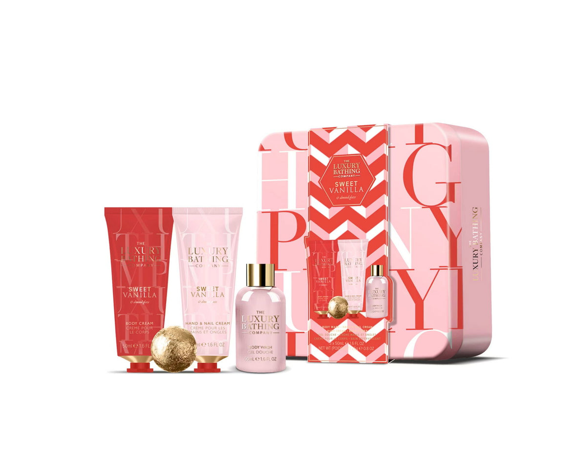 Set The Luxury Bathing Company: Sweet Vanilla & Almond Glaze, Moisturizing, Hand Cream, 50 ml + Sweet Vanilla & Almond Glaze, Bath Bomb, 25 g + Sweet Vanilla & Almond Glaze, Hydrating & Softening, Body Cream, Daily, 50 ml + Sweet Vanilla & Almond Glaze, C