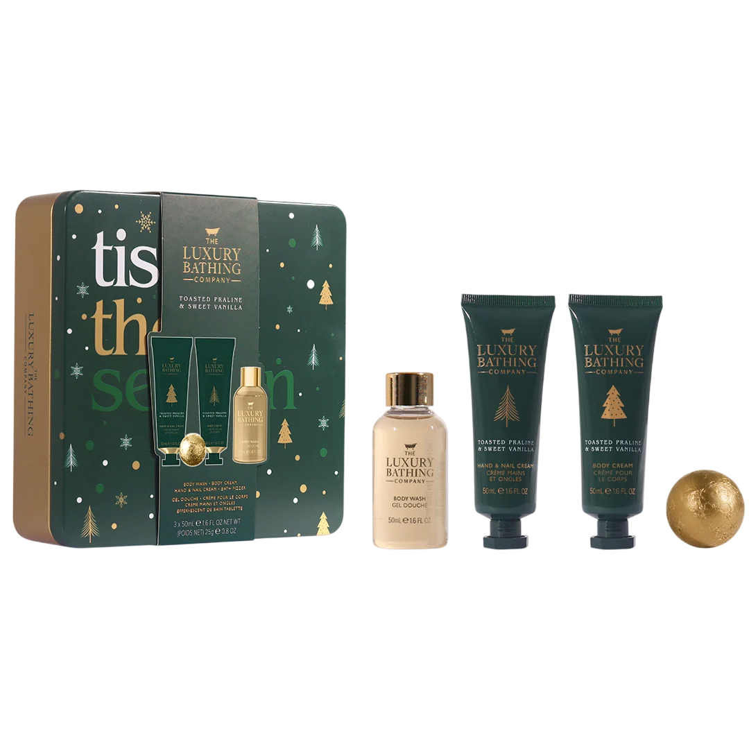 Set The Luxury Bathing Company: Toasted Praline & Sweet Vanilla, Moisturizing, Hand Cream, 50 ml + Toasted Praline & Sweet Vanilla, Hydrating & Softening, Body Cream, Daily, 50 ml + Toasted Praline & Sweet Vanilla, Bath Bomb, 25 g + Toasted Praline & Swee