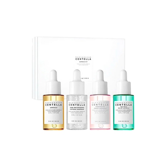 Madagascar Centella Set Skin1004: Poremizing, Pore-Minimising & Smoothing, Day & Night, Ampoules Treatment Serum, For Face, For Women, 30 ml + Tea-Trica, Smoothing, Day & Night, Ampoules Treatment Serum, For Face, For Women, 30 ml + Tone Brightening, Brig