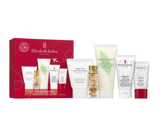 Set Elizabeth Arden: White Tea Skin Solutions, Purifying, Cleansing Cream, 50 ml + Advanced Ceramide, Nourishing & Restoring, Serum Capsules, For Face, 14 pcs + Green Tea - Honey Drops, Hydrating, Body Cream, 100 ml + Eight Hour, Intense Moisture, Day, Cr