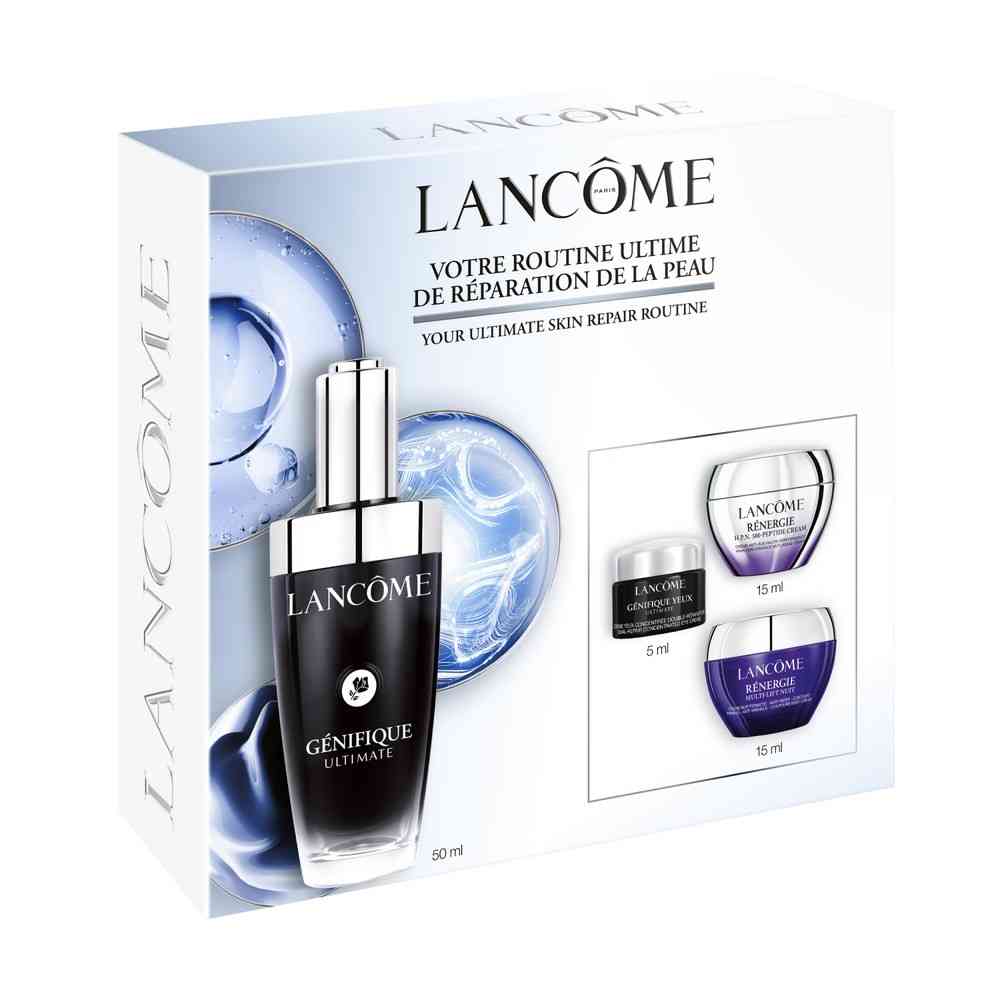 Set Lancome: Renergie HPN 300-Peptide, Anti-Aging, Daily, Cream, For Face, 15 ml + Genifique Ultimate, Repairing, Daily, Serum, For Face, 50 ml + Renergie Multi Lift, Moisturizing, Night, Cream, For Face, 15 ml + Genifique Ultimate, Revitalising, Day & Ni