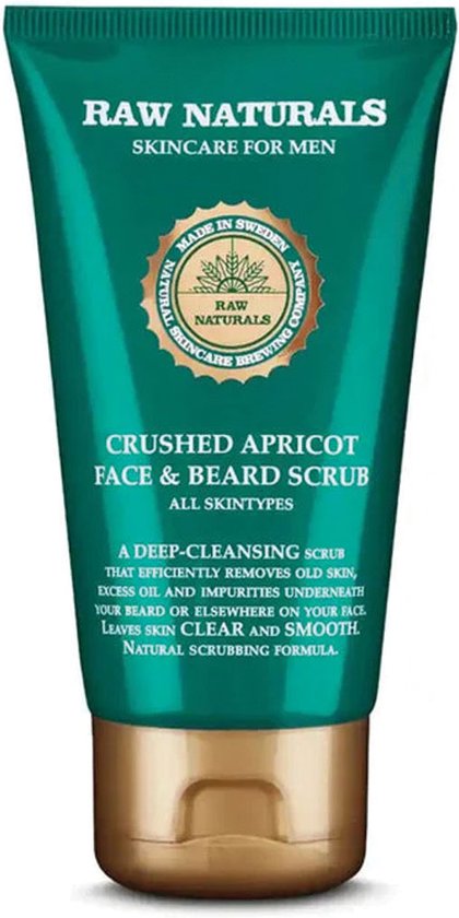 Raw Naturals, Apricot Face & Beard Scrub, Vegan, Exfoliating Scrub, 75 ml