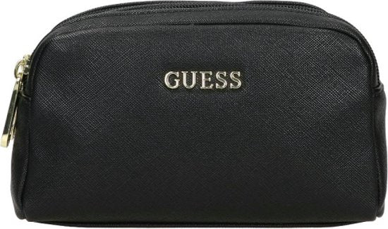 Guess, Earlene, Polyester, Textile Bag, Double Zip, Black, For Women, 10 x 18 x 7.5 cm