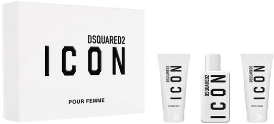 Set Dsquared 2: Icon, Eau De Parfum, For Women, 50 ml + Icon, Shower Gel, All Skin Types, 50 ml + Icon, Moisturizing, Body Lotion, 50 ml