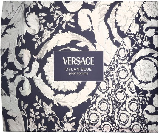 Set Versace: Dylan Blue, Calming, After-Shave Balm, 50 ml + Dylan Blue, Shower Gel, For All Skin Types, 50 ml + Dylan Blue, Eau De Toilette, For Men, 50 ml