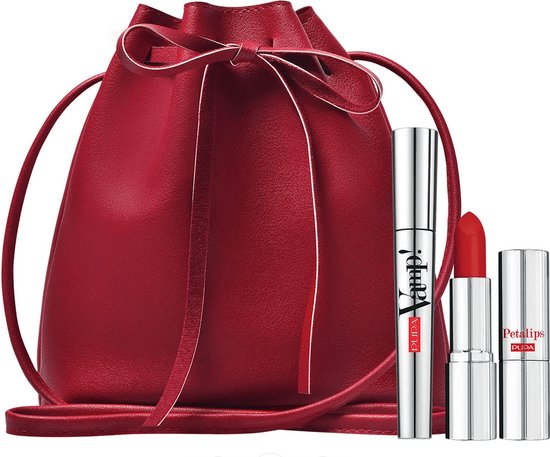 Set Pupa: Vamp! Definition, Paraben-Free, Waterproof, Lash Defining, Mascara, 001, Extra Black, 9 ml * + Petalips, Paraben-Free, Matte, Cream Lipstick, 015, Dahlia Petal, 3.5 g