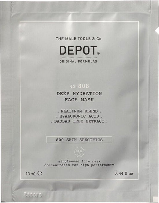 Set, Depot, 800 Skin Specifics No. 808, Hyaluronic Acid, Deeply Hydrating/Soothing & Revitalizing, Sheet Mask, For Face, Day, 12 pcs, 13 ml