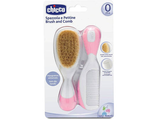 Chicco Borstel En Kam Junior Wit/roze 2-delig