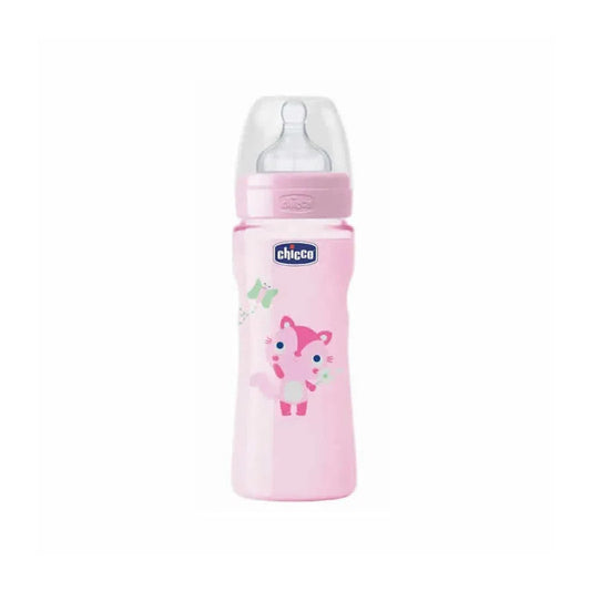 Chicco Well-Being Silicone Baby Bottle PP Fast Flux Rose 4m+ 330ml