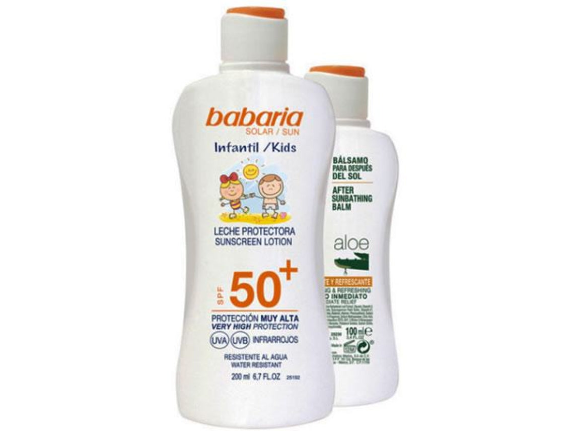 Babaria Sun Kids Sunscreen Lotion Water Resistant Spf50 200ml Set 2 Pieces