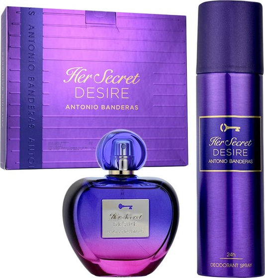 Set Antonio Banderas: Her Secret Desire, Eau De Toilette, For Women, 80 ml + Her Secret Desire, Deodorant Spray, For Women, 150 ml