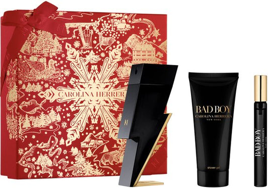 Carolina Herrera Bad Boy Eau De Toilette Spray 100ml Set 3 Pieces