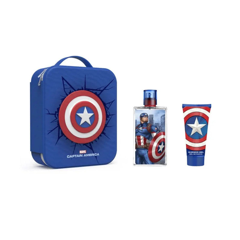 Captain America Geschenkset - Eau De Toilette 100 ml &amp; Douchegel 60 ml - Met Toilettas