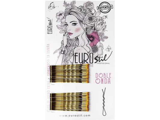 Eurostil Cabello Caja De Clips Doble Onda Bronze 24un