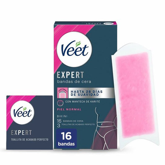 Veet Expert Bikini Depilatory Wax Strips For Normal Skin 16 Units