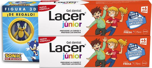 Lacer Junior Dental Gel Strawberry Duo + Gift 2 X 75 Ml 2 U