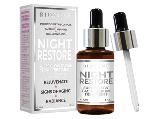 BiovEne Night Restore Super Glow Facial Serum Treatment 30 Ml