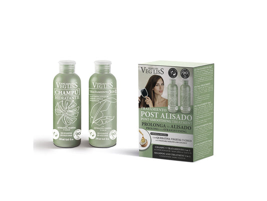 VegLiss Hair Straightening Treatment Set - Moisturising Shampoo + 3 in 1 Treatment - Maintains the Straightening Effect - Reduces Frizz and Damaged Hair - Sulphate and Silicone Hair Treatment