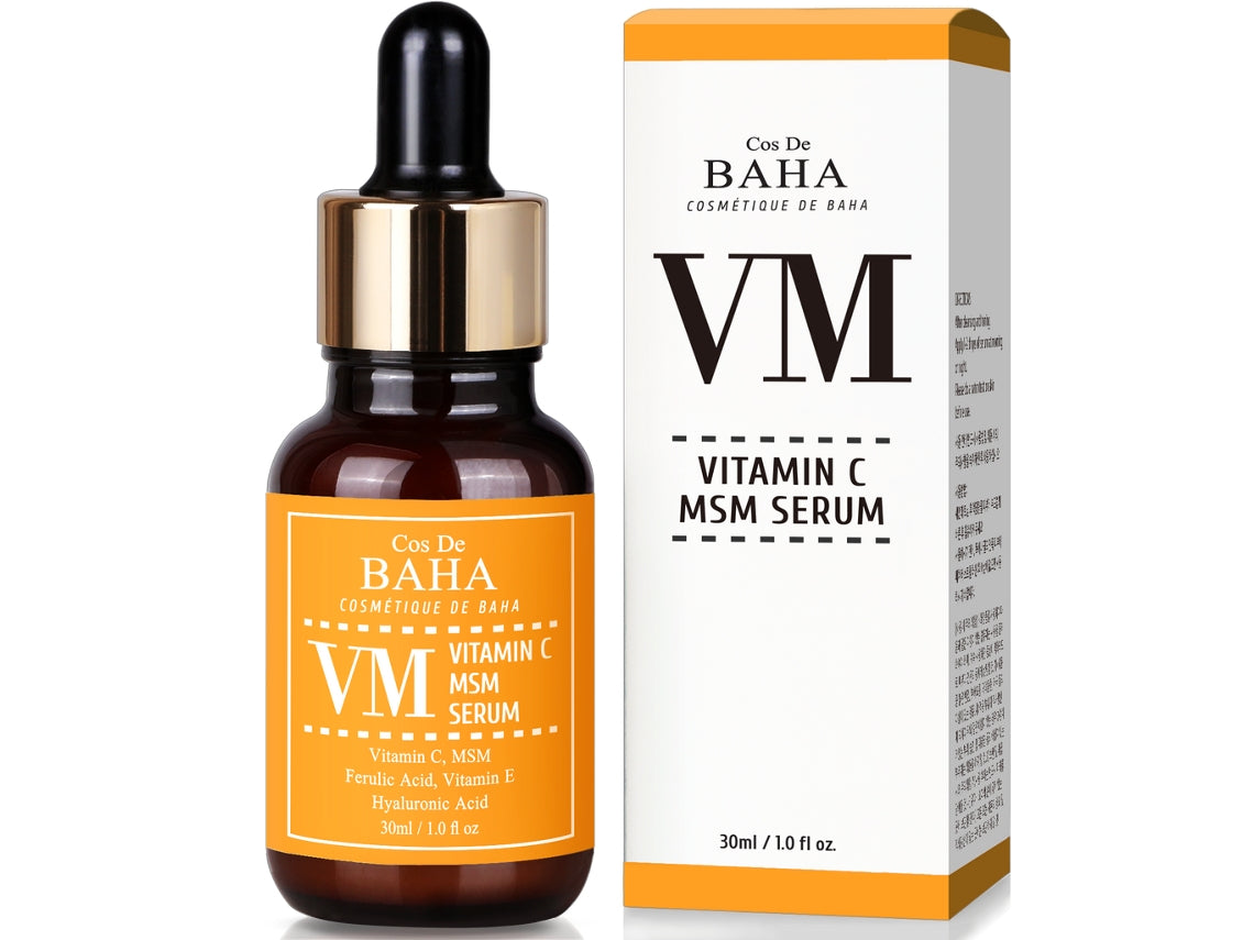 Cos de BAHA Vitamin C Facial Serum with MSM - 30ml - VM - Hyaluronic Acid & Vitamin E - Age Spots, Smoothing Fine Lines + Dark Spots, Pore Refining - Vitamine C Gezichtsverzorging - Ordinary Routine - Korean K Beauty Skincare Rituals - Cos de BAHA