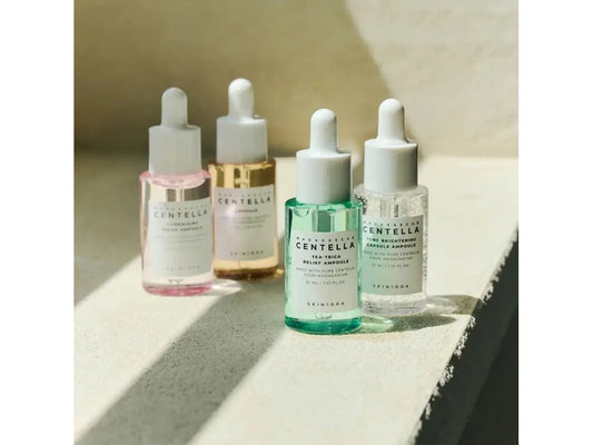 Madagascar Centella Set Skin1004: Poremizing, Pore-Minimising & Smoothing, Day & Night, Ampoules Treatment Serum, For Face, For Women, 30 ml + Tea-Trica, Smoothing, Day & Night, Ampoules Treatment Serum, For Face, For Women, 30 ml + Tone Brightening, Brig