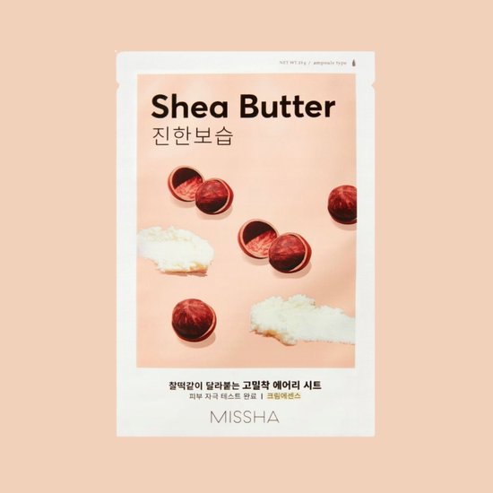 Missha, Airy Fit Shea Butter, Hydration, Sheet Mask, For Face, 19 g