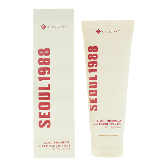 K-Secret, Seoul 1988, Snail Mucin 93% + Rice, Hydrating & Soothing, Cream, For Face, 100 ml