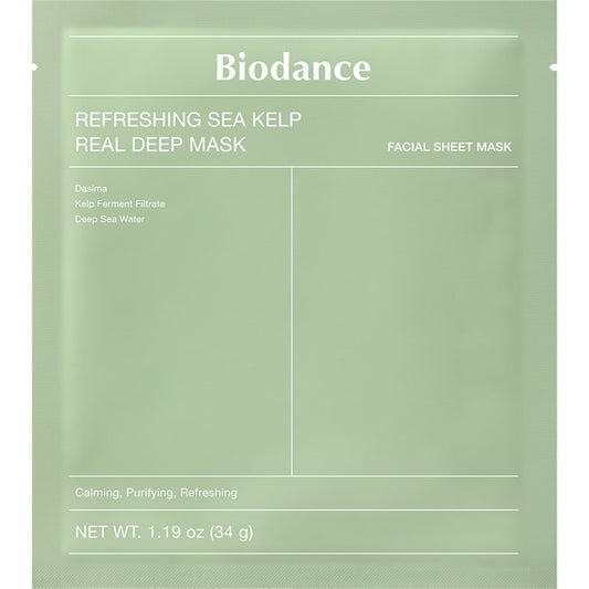 Biodance, Refreshing Sea Kelp, Purifying, Sheet Mask, For Face, 34 g