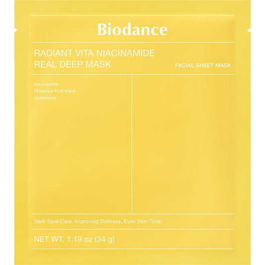 Biodance, Radiant Vita, Niacinamide, Anti-Dark Spots, Sheet Mask, For Face, 34 g