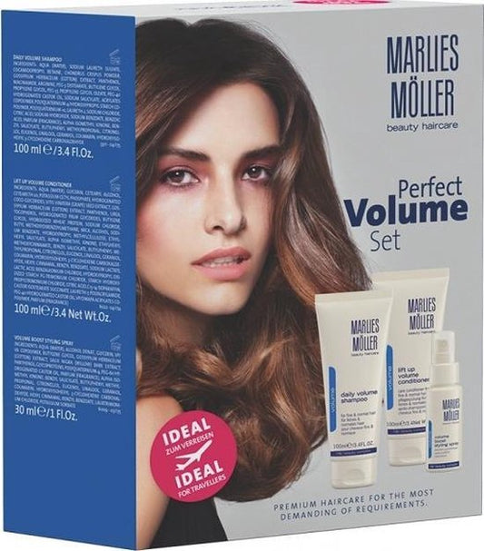 Perfect Volume Set Marlies Moller: Daily Volume, Hair Shampoo, 100 ml + Lift-Up, Hair Conditioner, For Volume, 100 ml + Volume, Hair Spray, For Styling, 30 ml