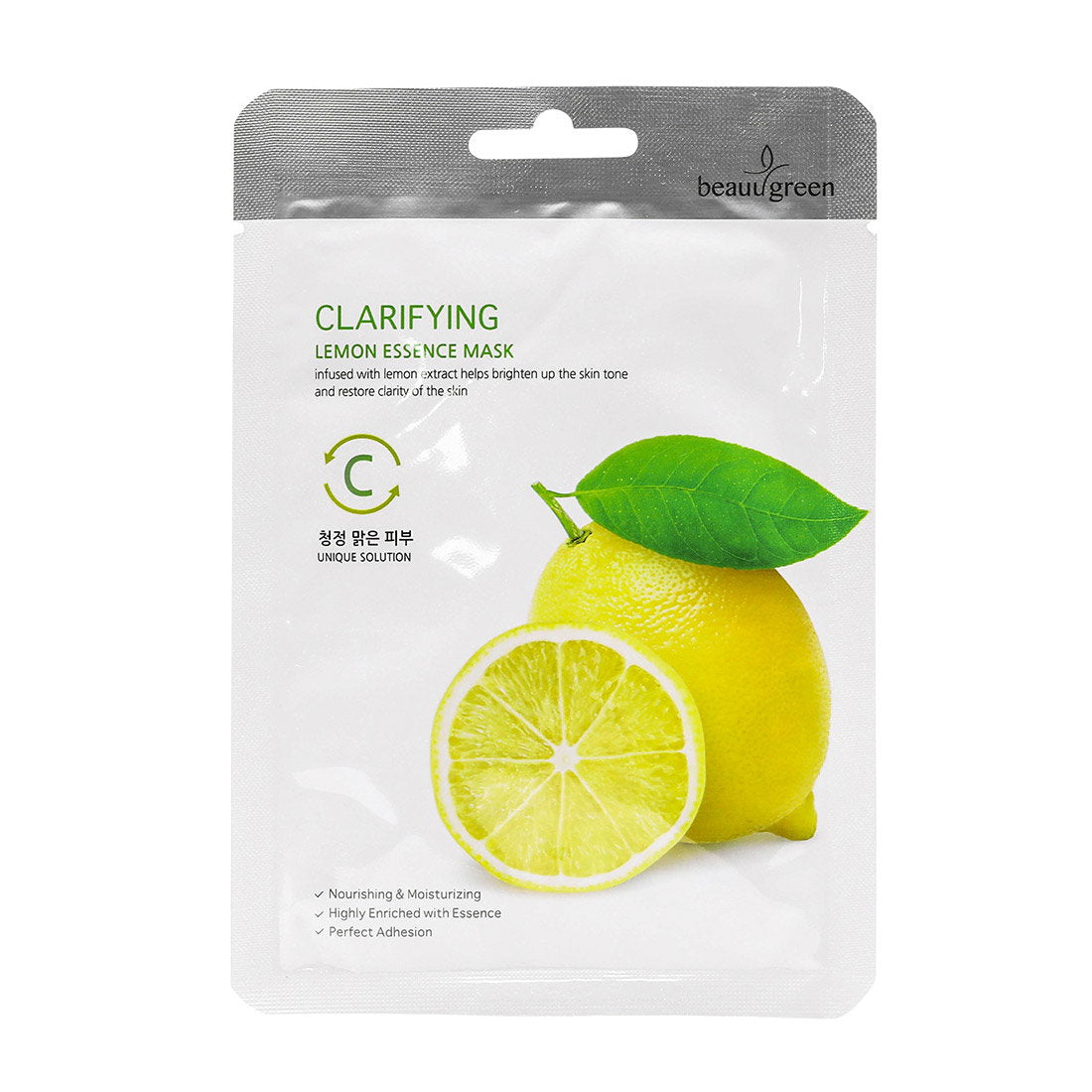 Beauugreen, Essenz, Zitronenessenz, klärend, Tuchmaske, für das Gesicht, 23 g