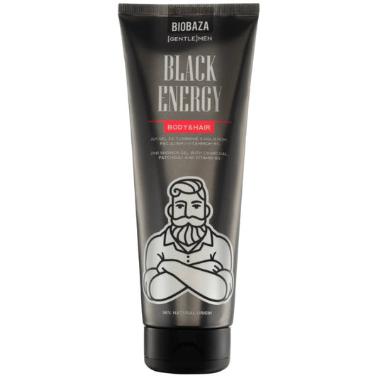 Biobaza, Black Energy, Shower Gel & Shampoo 2-In-1, Charcoal, 220 ml