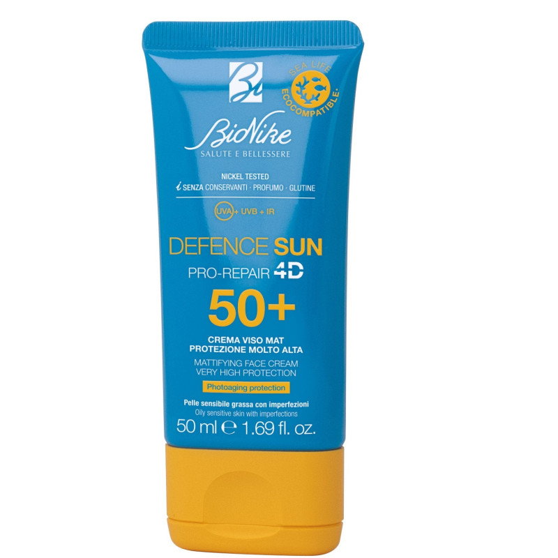 BioNike, Defence Sun, Mattierend & Schützend, Vor dem Sonnenbad, Creme, Für das Gesicht, LSF 50+, 50 ml