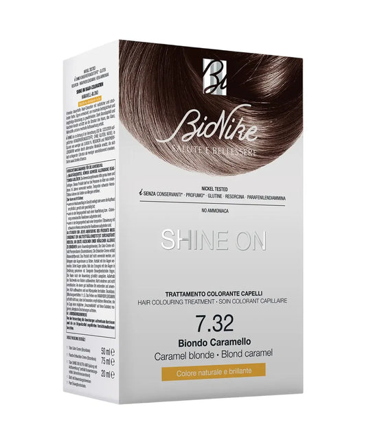 BioNike, Shine On, Permanent Hair Dye, 7.32 Caramel Blonde, 145 ml