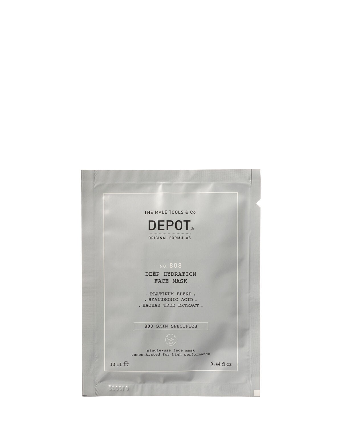 Depot, 800 Skin Specifics No. 808, Hyaluronsäure, tiefenwirksam feuchtigkeitsspendend/beruhigend & revitalisierend, Tuchmaske, für das Gesicht, Tag, 13 ml