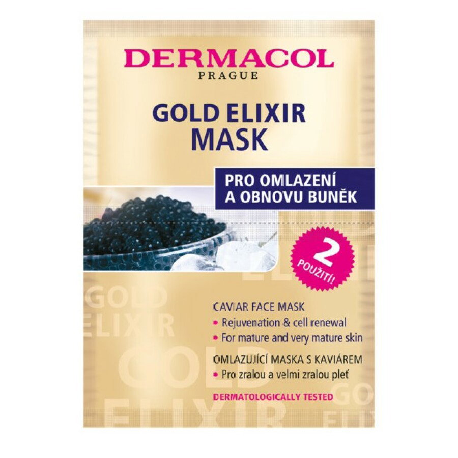 Duo-Set, Dermacol, Gold Elixir, Kaviarextrakt, Anti-Aging, Gesichtsmaske, für das Gesicht, 2 Stk., 8 g