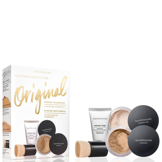 Nichts geht über das Original-Set von BareMinerals: BareMinerals, Setting, Puderpinsel + Mineral Veil, mattes Finish, loser Fixierpuder, Golden Tan, 2 g + Prime Time, Vitamin E, Smooth Wear, Foundation-Primer, Golden Tan, 15 ml
