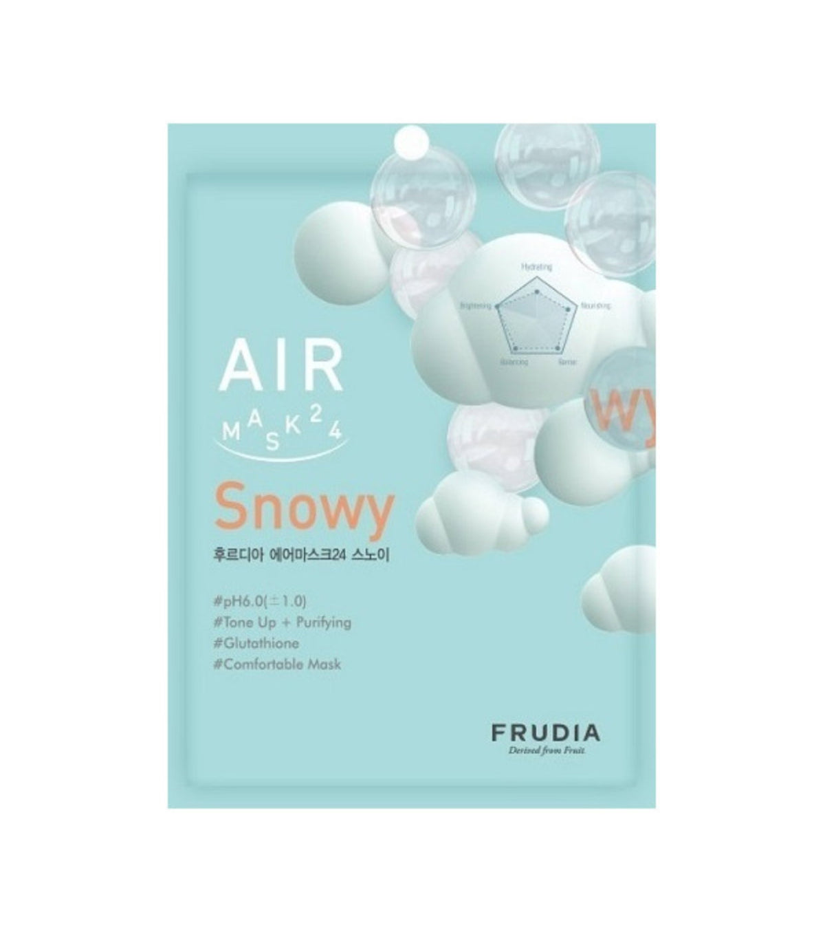 Frudia, Air 24 Snowy, Aufhellende Tuchmaske, für das Gesicht, 25 ml