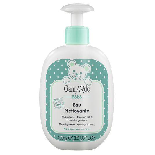 Gamarde, Baby, Reinigendes und feuchtigkeitsspendendes Reinigungswasser, für Gesicht, Körper und Windelbereich, 400 ml