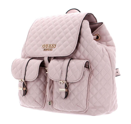 Guess, Adam Flap, Polyurethan, Textil-Rucksack, Altrosa, Damen