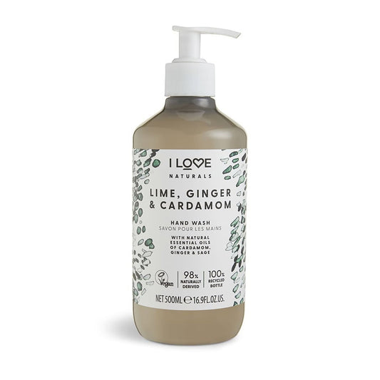 I Love, Naturals Collection, Limette, Ingwer & Kardamom, Reinigende Flüssigseife, Für die Hände, 500 ml