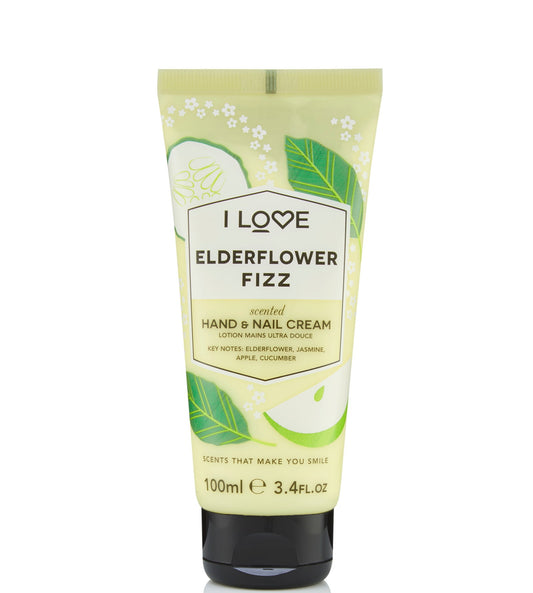 I Love, Signature Collection, Feuchtigkeitsspendende Hand- & Nagelcreme, Elderflower Fizz, 100 ml