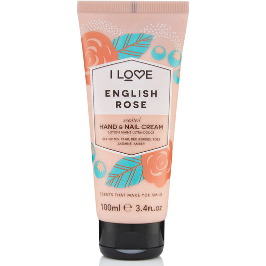 I Love, Signature Collection, English Rose, Feuchtigkeitsspendende Hand- & Nagelcreme, English Rose, 100 ml