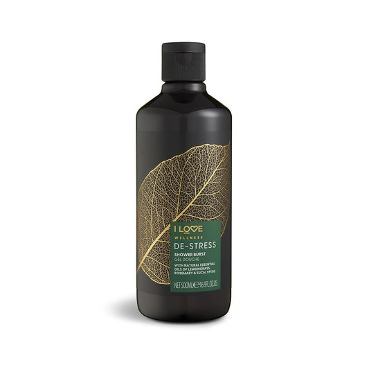 I Love, Wellness De-Stress, Vegan, Rosmarin, Eukalyptus & Zitronengras, Reinigend, Duschgel, Für alle Hauttypen, 500 ml