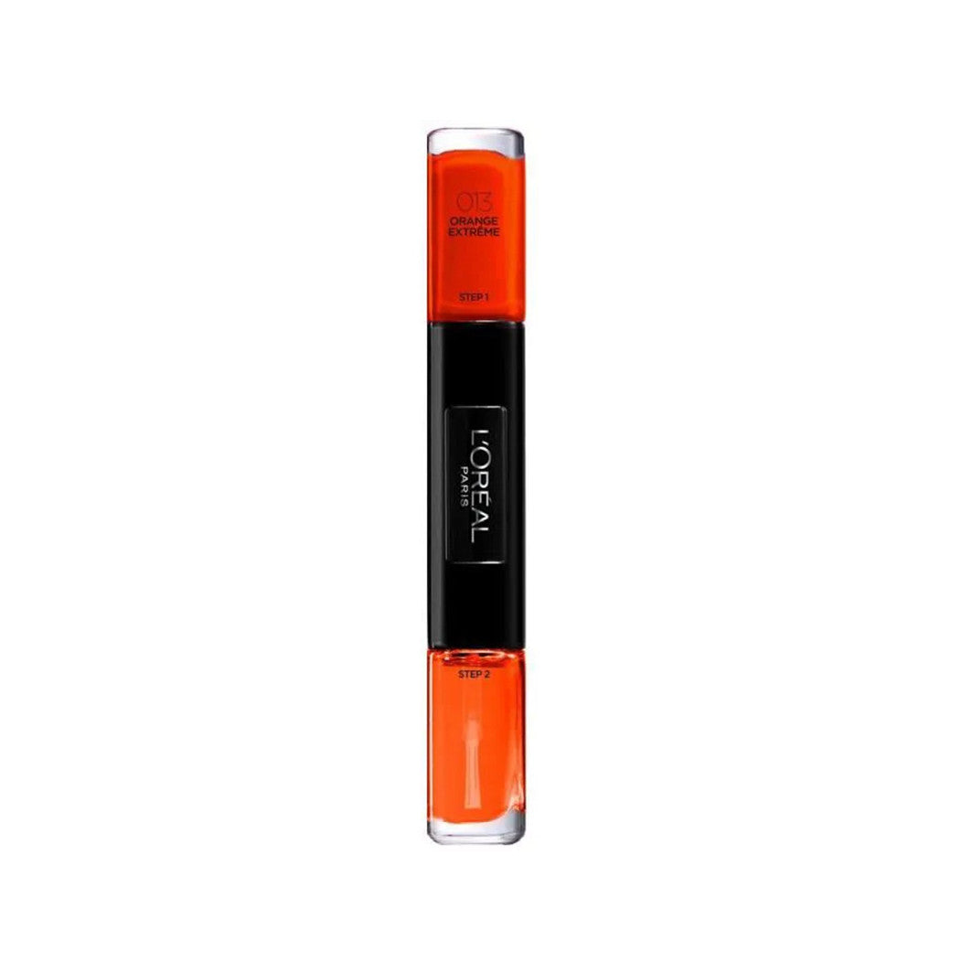 L'Oreal Paris, Infallible, Gel-Effect, Nail Polish 2-In-1, 013, Orange Extreme, 2 x, 5 ml