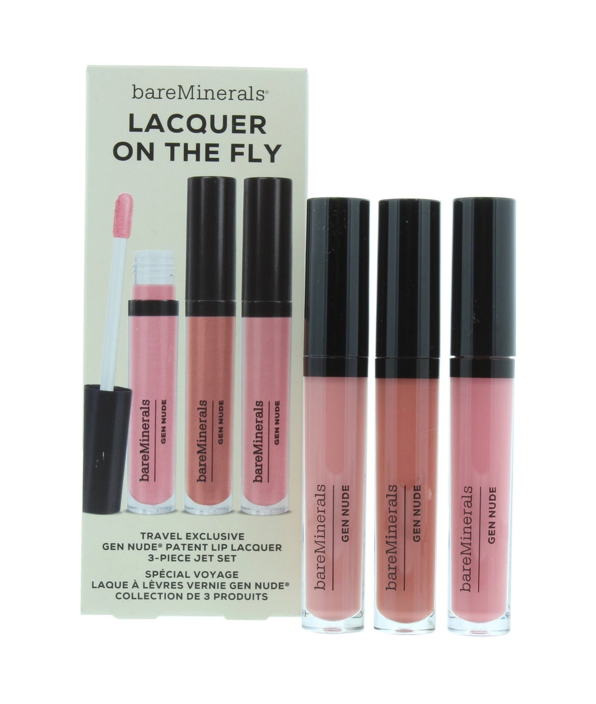 Lacquer On The Fly Set BareMinerals: Gen Nude, Liquid Lipstick, Can't Even, 3,7 ml + Gen Nude, Liquid Lipstick, Dahling, 3,7 ml + Gen Nude, Liquid Lipstick, Major, 3,7 ml