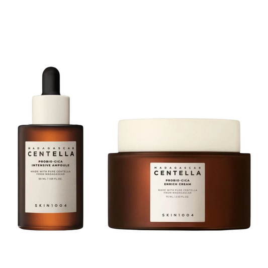 Madagascar Centella Set von Skin1004: Probio-Cica, beruhigende Tagescreme für das Gesicht, 50 ml + Probio-Cica, feuchtigkeitsspendendes und beruhigendes Ampullen-Serum bei fahler Haut, für das Gesicht, für Damen, 30 ml