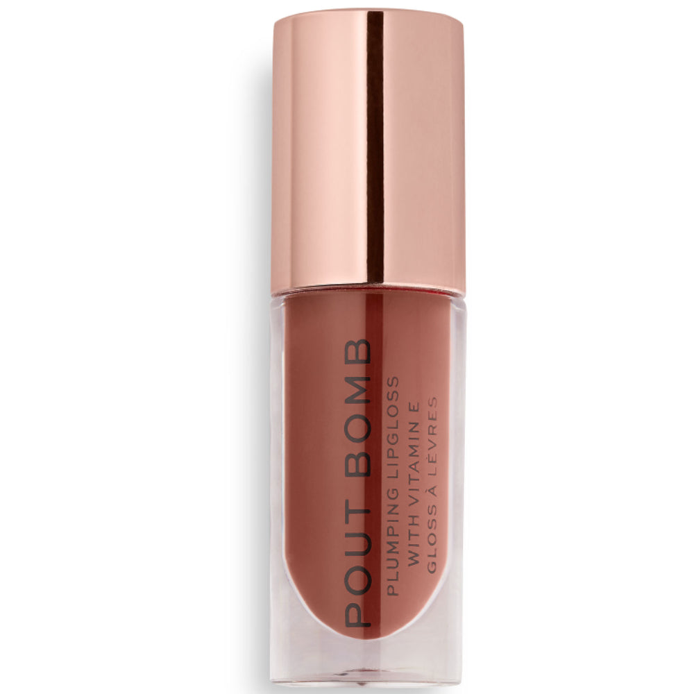 Makeup Revolution, Pout Bomb, Vitamin E, Plumping, Lip Gloss, Cookie Deep Nude, 4.6 ml