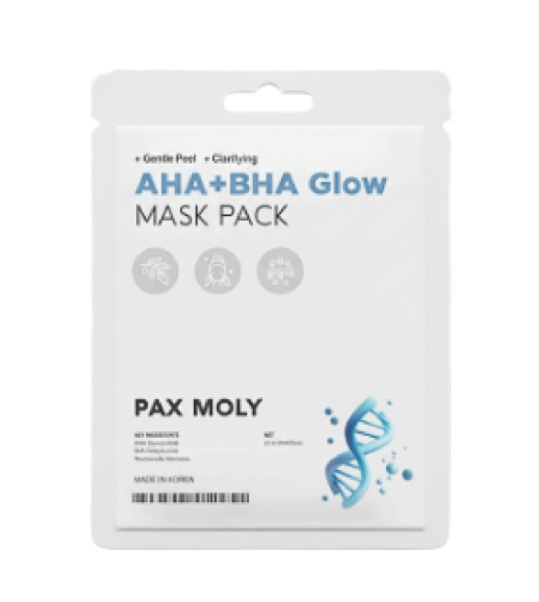 PaxMoly, AHA + BHA, Glowing, Sheet Mask, Face, Day & Night, 25 ml